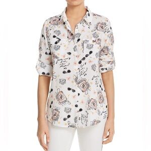 karl lagerfeld Paris || Whimsical Signature Printed Blouse || size L